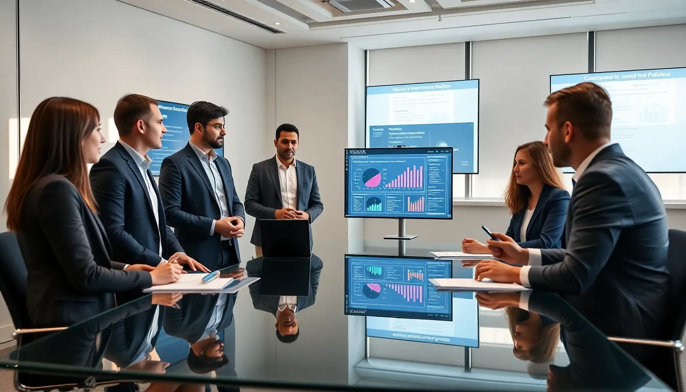 diverse team discussing cyber security policies in a modern office.